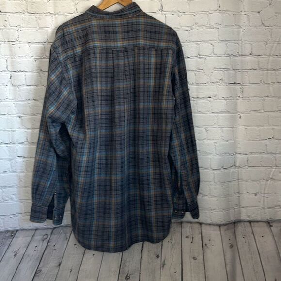 Cabelas Mens Long Sleeve Gray Blue Plaid Button Front Shirt size L Tall - Picture 6 of 9